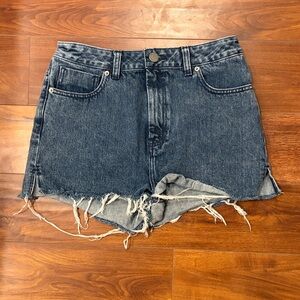 Asos Denim Frayed Hem Dark Denim Cutoff Shorts Size 8